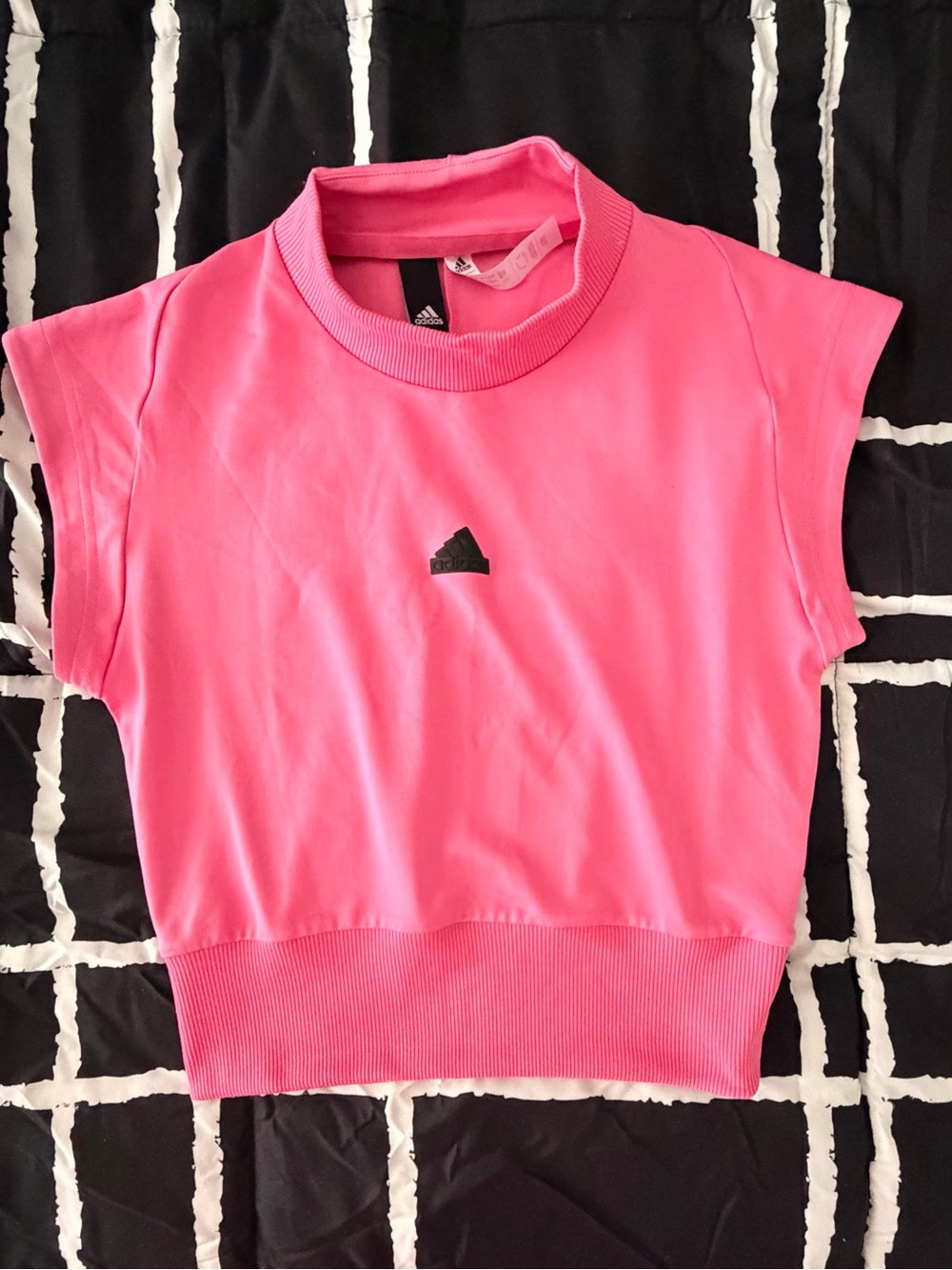 adidas Pink Short Sleeve Crop Tee with Logo